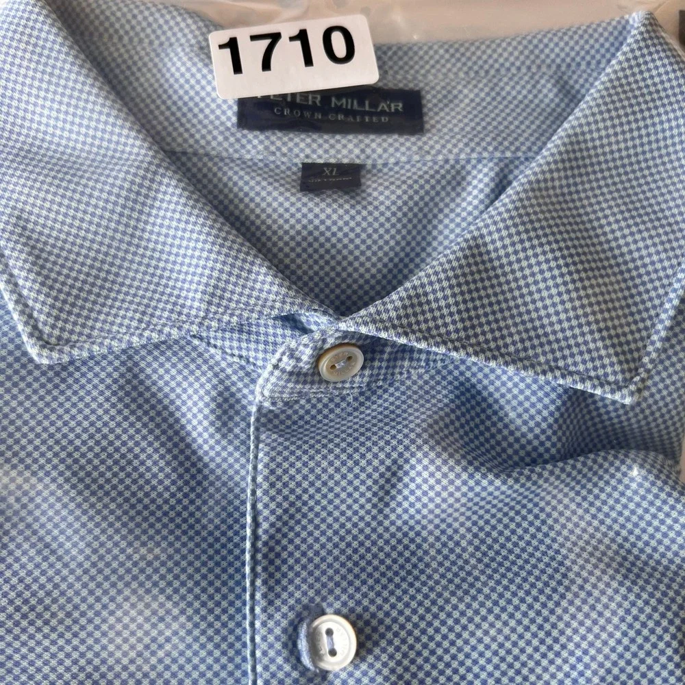 Peter Millar Summer Comfort Polo Shirt Mens Large Blue Striped Golf Performance